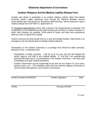 Form OP-030112 Attachment H Outdoor Religious Activity Medical Liability Release Form - Oklahoma, Page 2