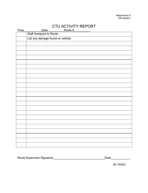 Form OP-040401 Attachment A Ctu Activity Report - Oklahoma