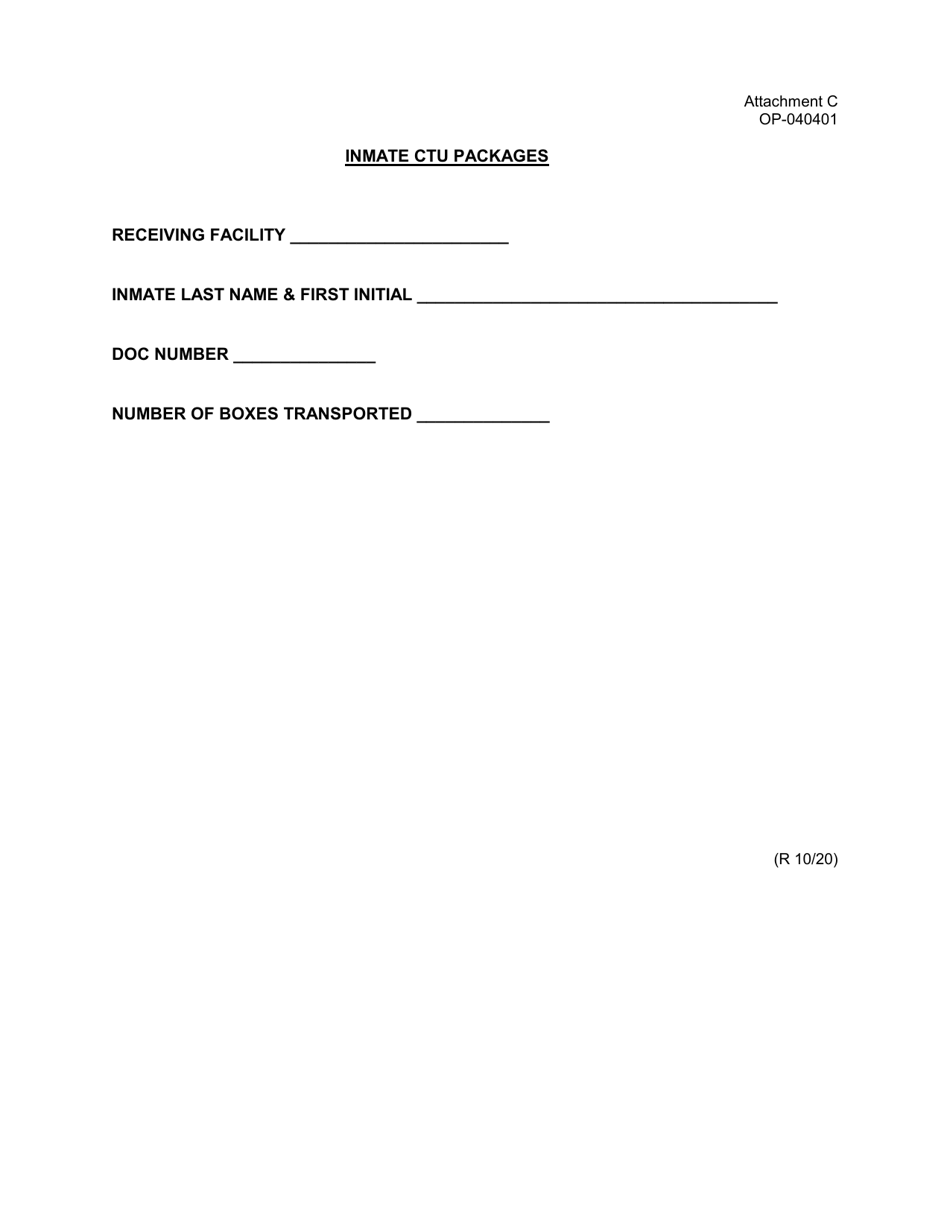 Form OP-040401 Attachment C Inmate Ctu Packages - Oklahoma, Page 1