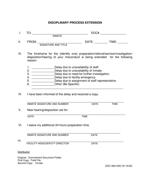 Form OP-060125O Disciplinary Process Extension - Oklahoma