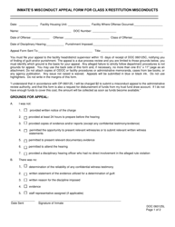 Document preview: Form OP-060125L Inmate's Misconduct Appeal Form for Class X/Restitution Misconducts - Oklahoma