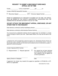 Document preview: Form OP-060125T Request to Submit a Misconduct/Grievance Appeal out of Time - Oklahoma