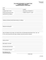 Form OP-060206 Attachment B &quot;Corrections Compact Transfer Request Cover Sheet&quot; - Oklahoma