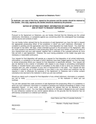 Form I (OP-060211) Attachment B Agreement on Detainers: Notice of Untried Indictment, Information or Complaint and of Right to Request Disposition - Oklahoma