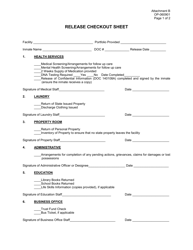 Form OP-060901 Attachment B Release Checkout Sheet - Oklahoma