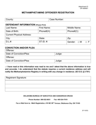 Form OP-060901 Attachment D &quot;Methamphetamine Offender Registration&quot; - Oklahoma
