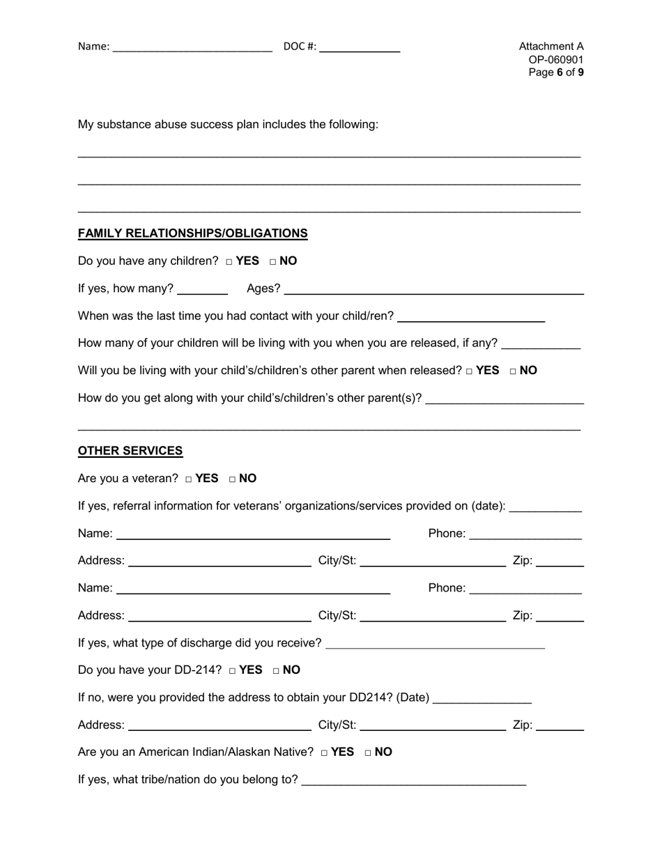 Form OP-060901 Attachment A Pre-release Plan - Oklahoma, Page 6