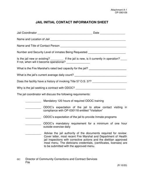 Form OP-090109 Attachment A-1  Printable Pdf