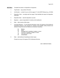 Instructions for Form DOC120801A Property Inventory Control - Oklahoma, Page 3