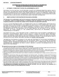 Form DOC140108A Odoc Authorization for Release of Protected Health Information - Oklahoma, Page 2