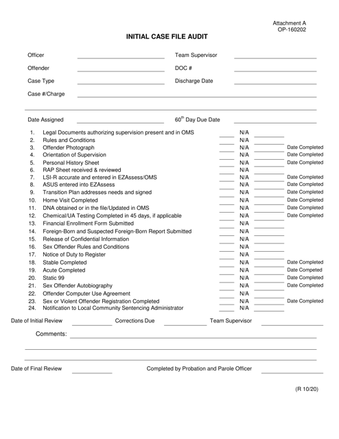Form OP-160202 Attachment A  Printable Pdf