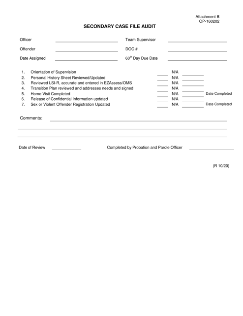 Form OP-160202 Attachment B  Printable Pdf