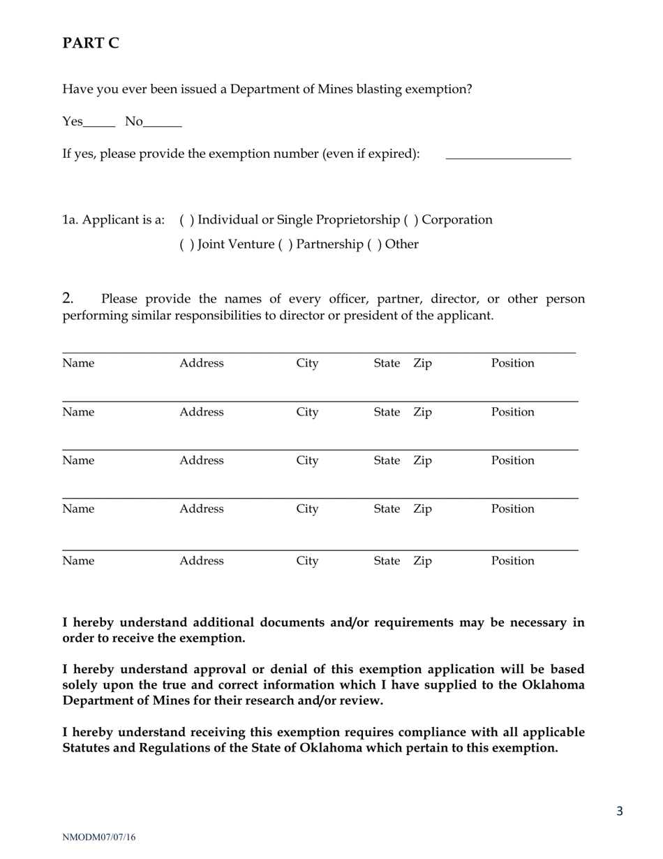 Request for Non-mining Blasting Permit Exemption - Oklahoma, Page 3