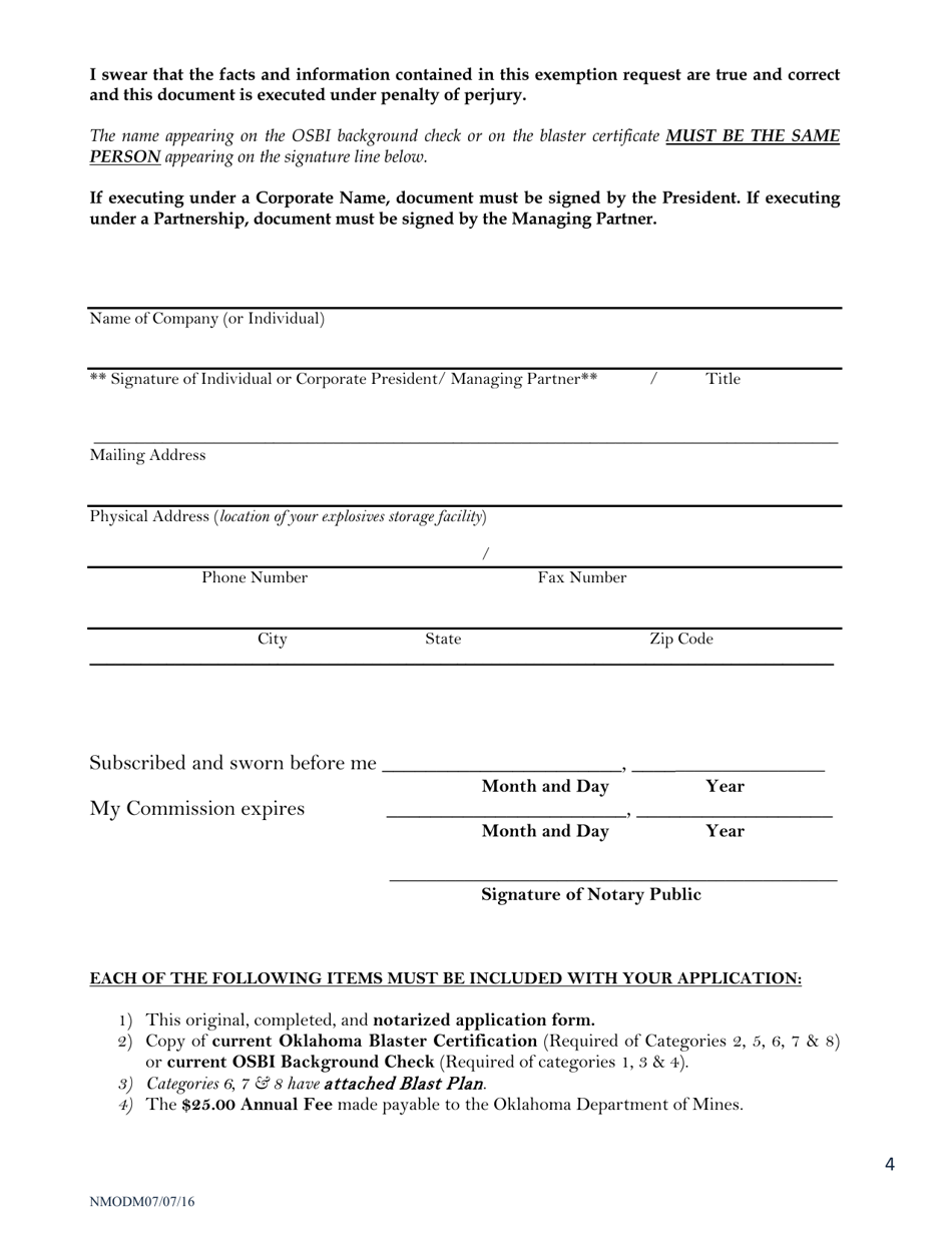 Request for Non-mining Blasting Permit Exemption - Oklahoma, Page 4