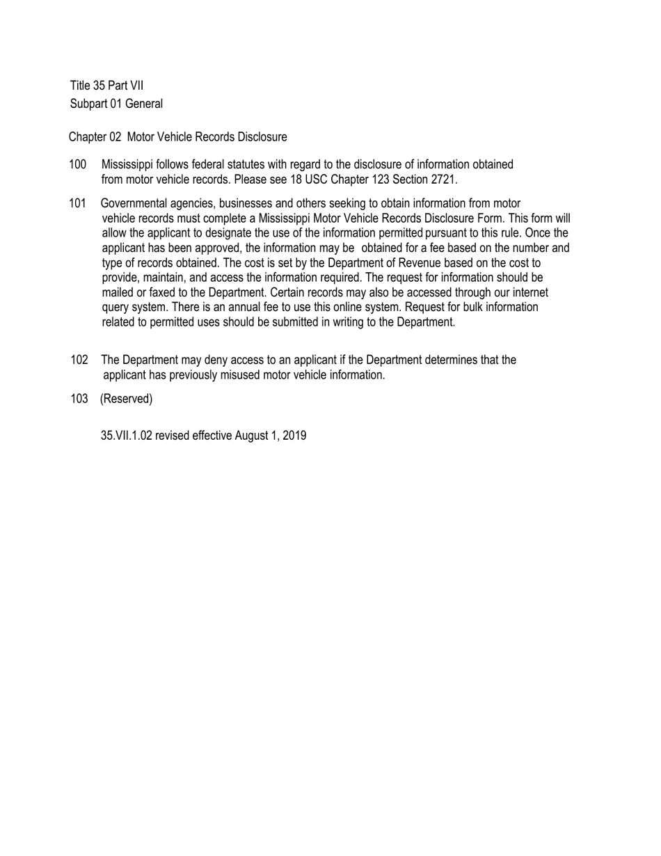 Form 77-600-20-1-1-000 Mississippi Motor Vehicle Records Disclosure Form - Mississippi, Page 4