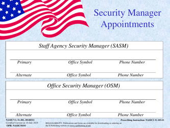 Document preview: NASICVA Form 31-201 Security Manager Appointments