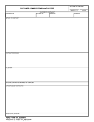 Document preview: AETC Form 450 Customer Comment/Complaint Record