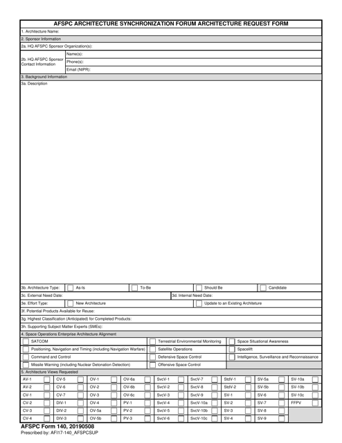 AFSPC Form 140  Printable Pdf
