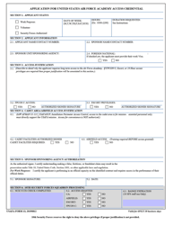USAFA Form 13 Application for United States Air Force Academy Access Credential