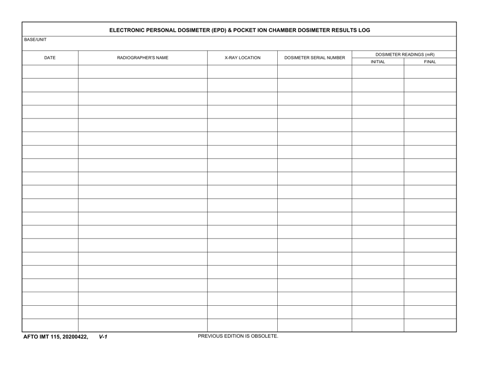 AFTO IMT Form 115 Download Fillable PDF or Fill Online Electronic ...