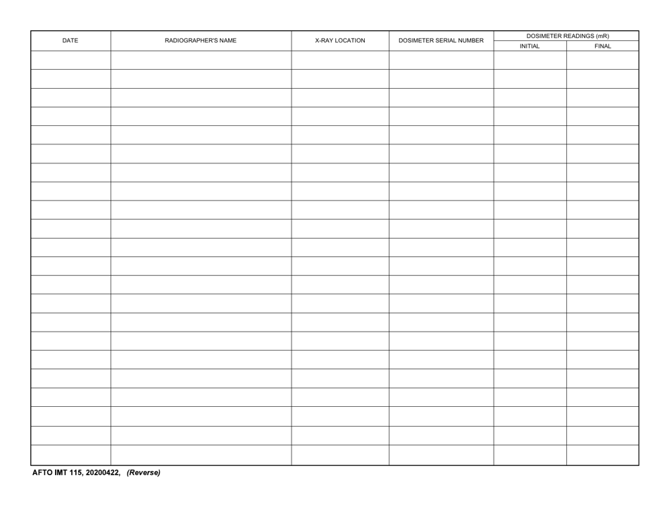 AFTO IMT Form 115 Download Fillable PDF or Fill Online Electronic ...