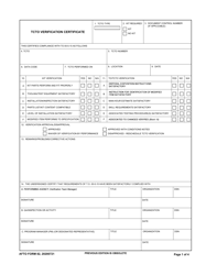 AFTO Form 82 Tcto Verification Certificate