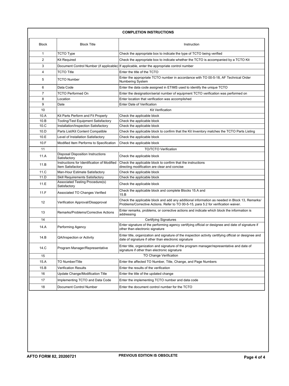 AFTO Form 82 Tcto Verification Certificate, Page 4