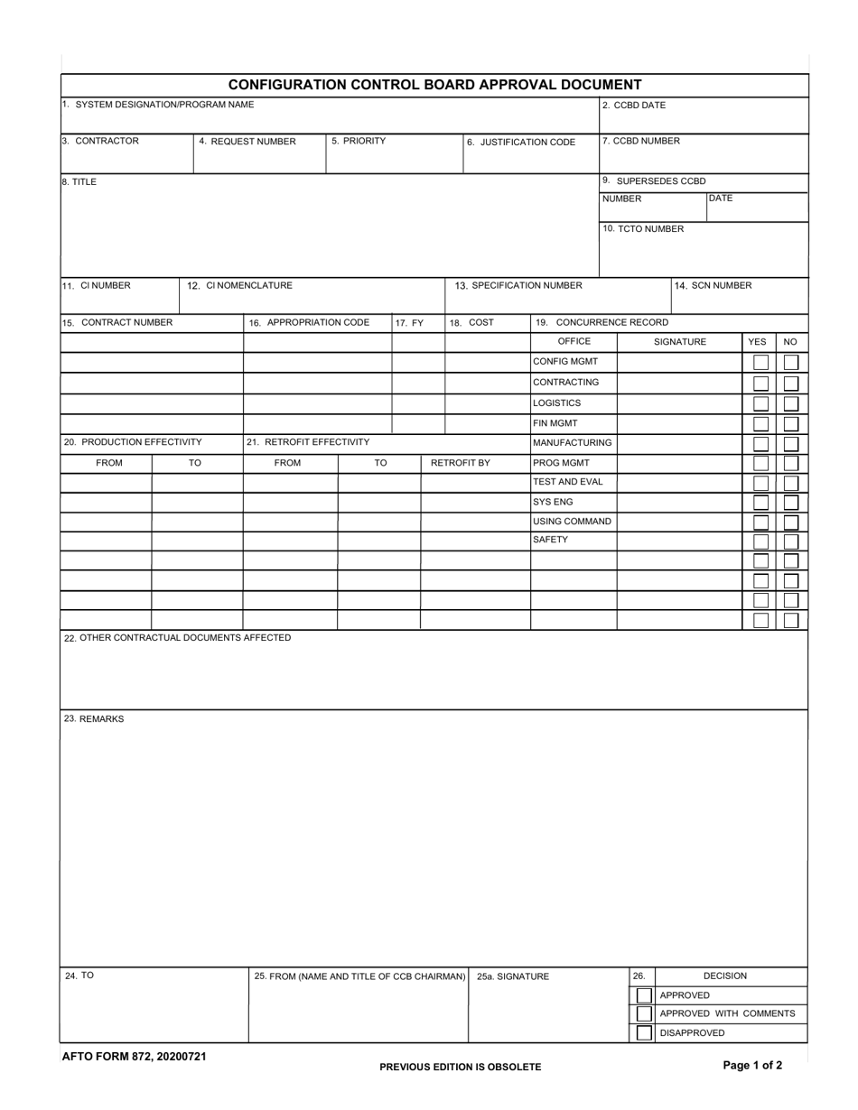 AFTO Form 872 Configuration Control Board Directive, Page 1