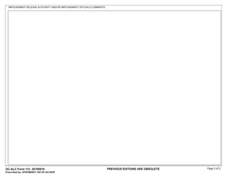OC-ALC Form 131 Oc-Alc Impoundment Official Worksheet, Page 2