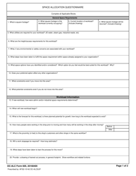 Document preview: OC-ALC Form 605 Space Allocation Questionnaire
