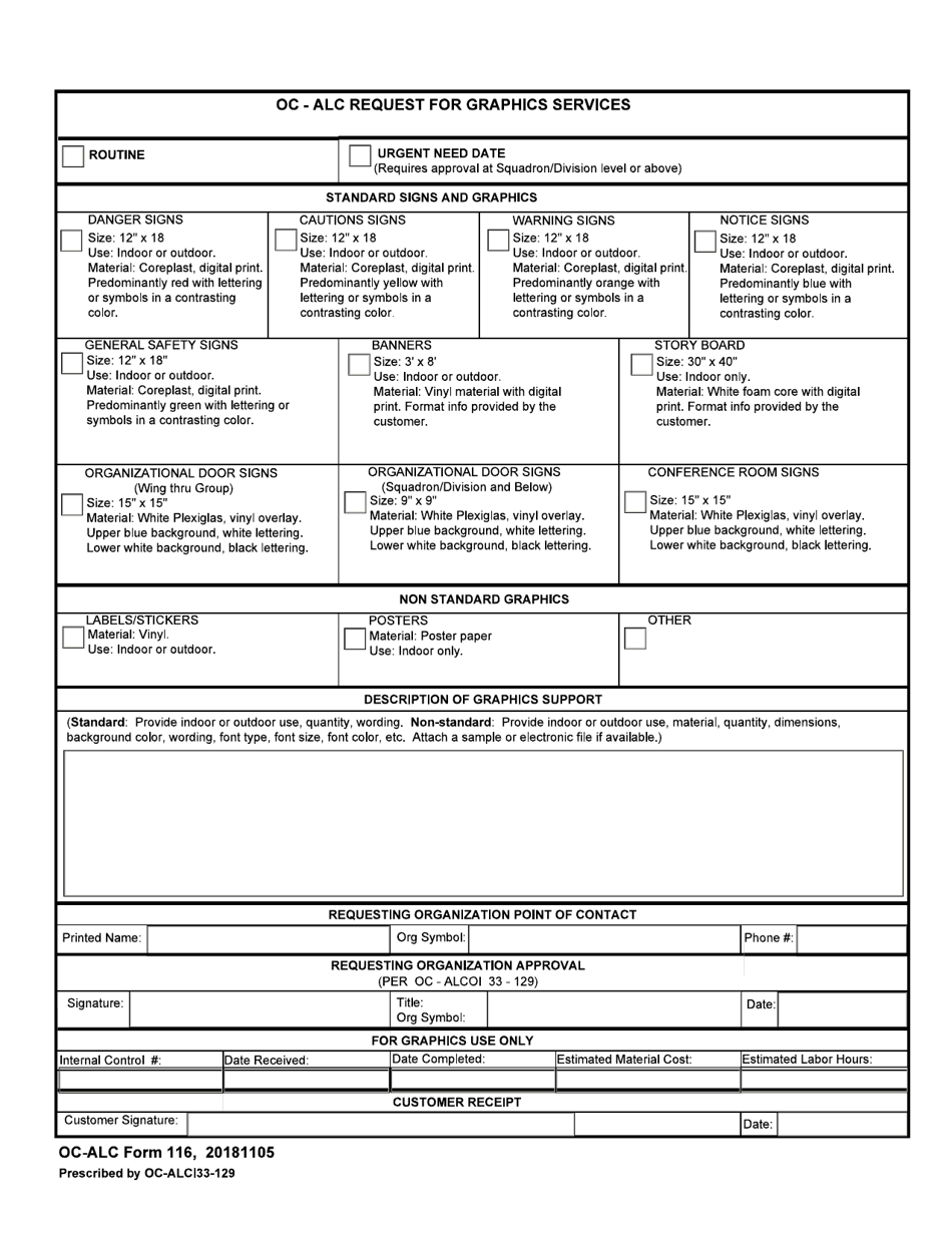 OC-ALC Form 116 - Fill Out, Sign Online and Download Fillable PDF ...