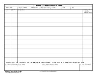 Document preview: OC-ALC Form 140 Comments Continuation Sheet