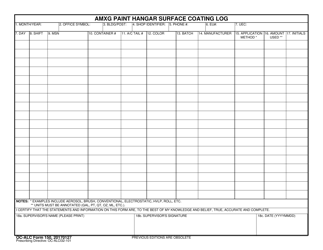 Document preview: OC-ALC Form 150 Amxg Paint Hangar Surface Coating Log
