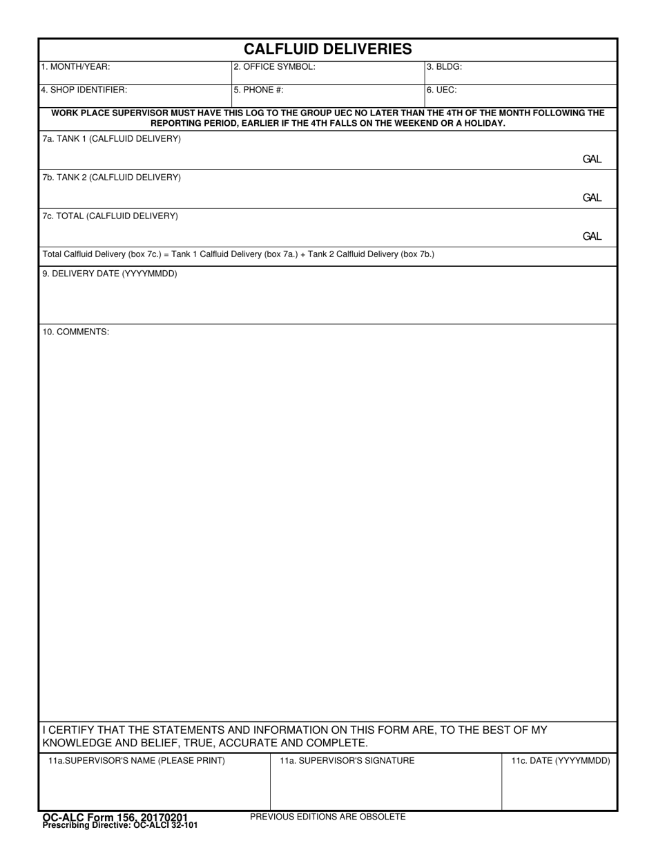 OC-ALC Form 156 - Fill Out, Sign Online and Download Fillable PDF ...