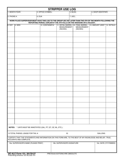 OC-ALC Form 151  Printable Pdf