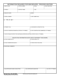 Document preview: OC-ALC Form 158 Information Required for New Boilers - Process Heaters