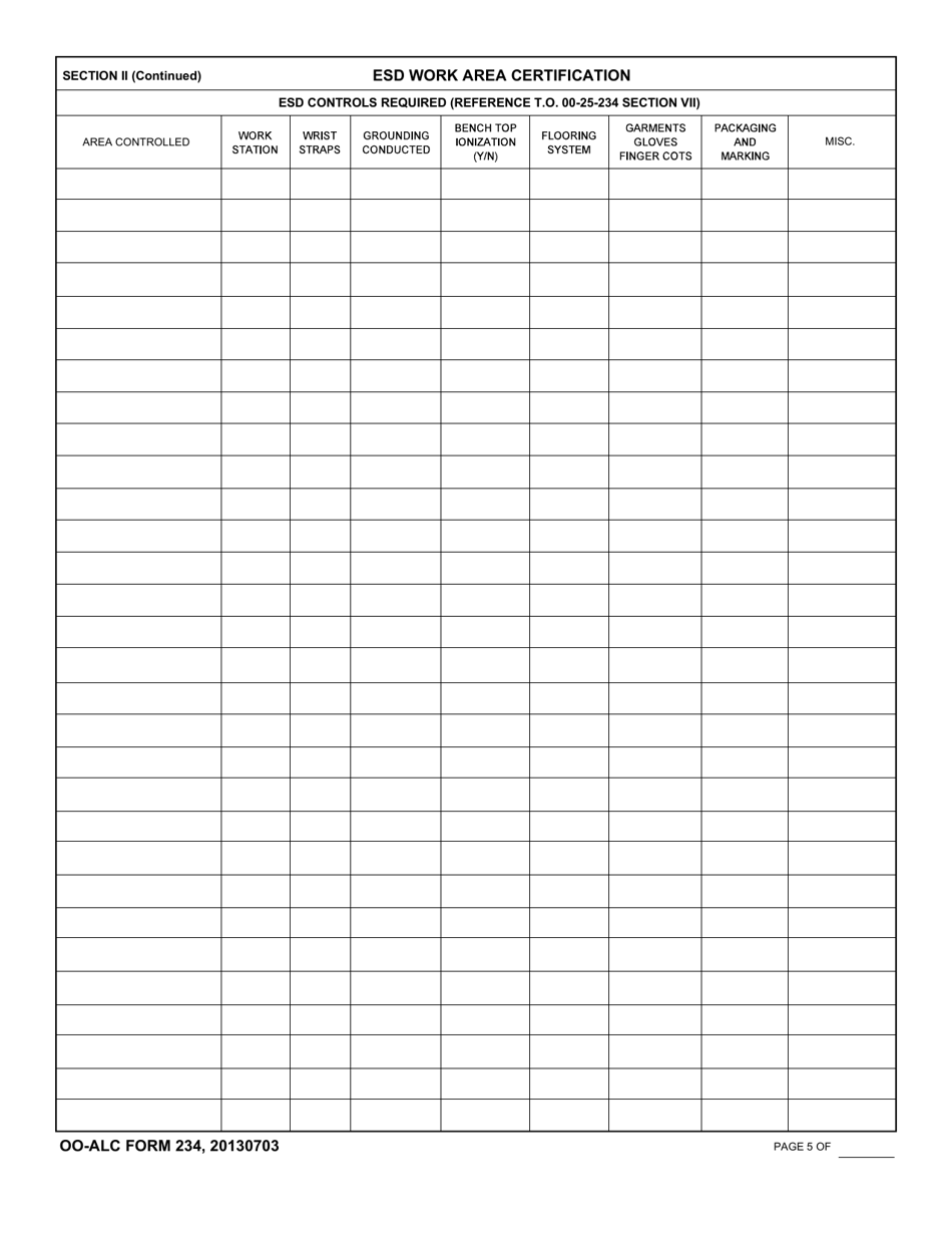 OO-ALC Form 234 Esd Work Area Certification, Page 5
