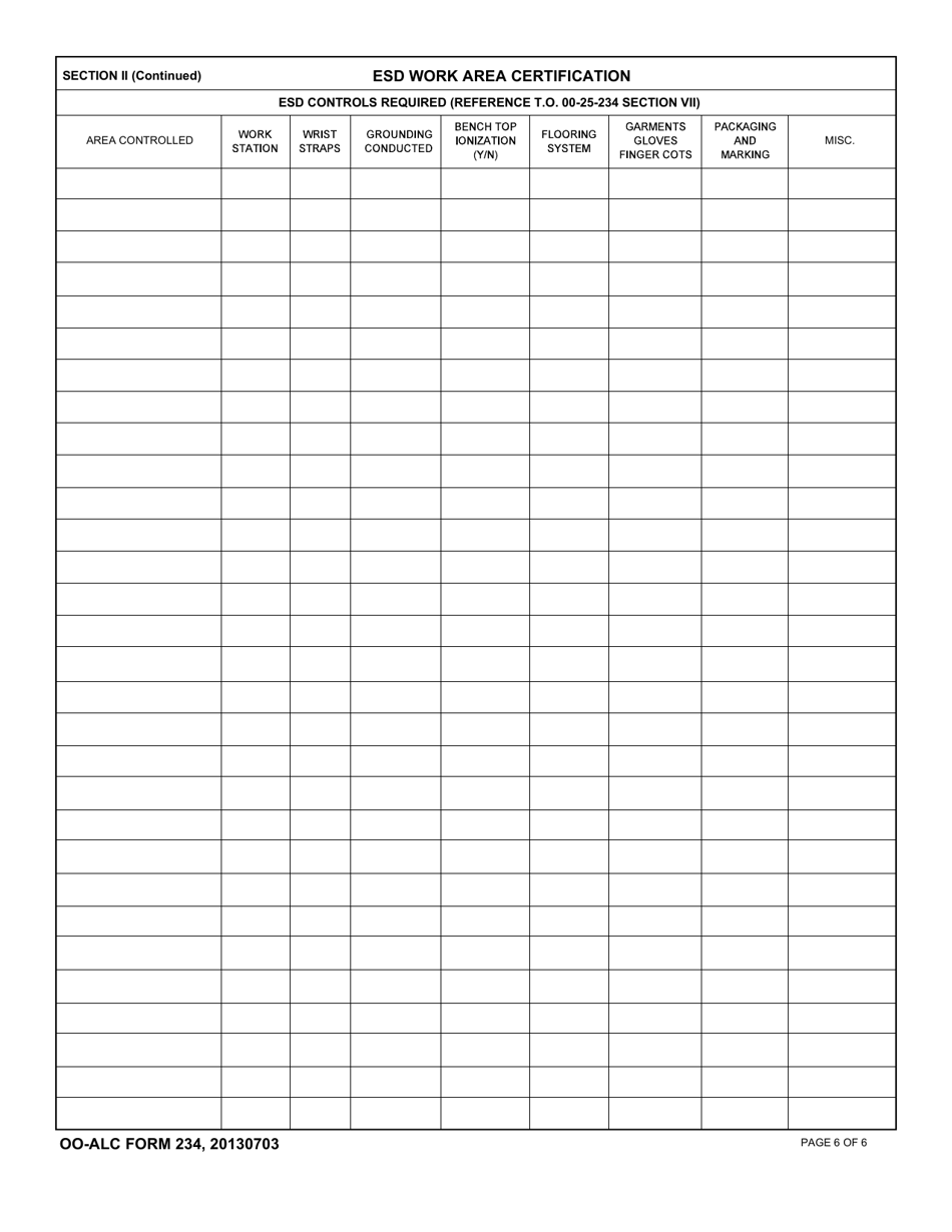 OO-ALC Form 234 Esd Work Area Certification, Page 6