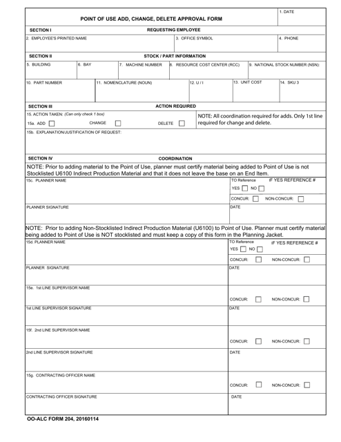 OO-ALC Form 204  Printable Pdf