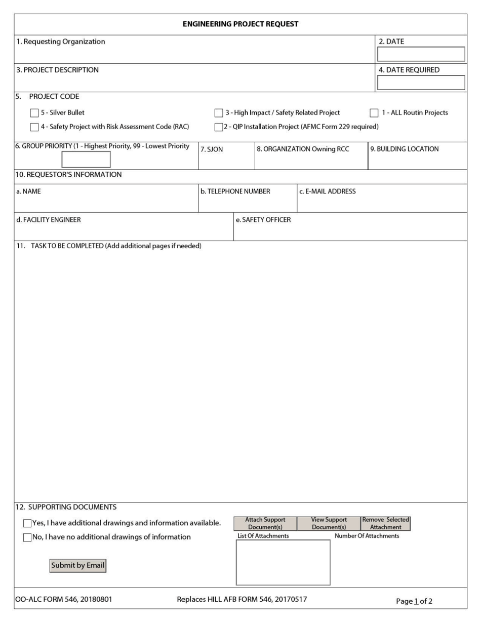 OO-ALC Form 546 Engineering Project Request, Page 1