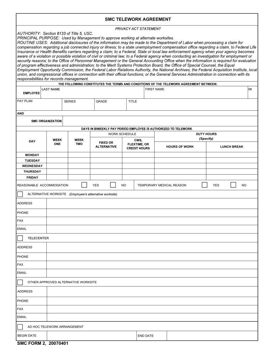 SMC Form 2 Smc Telework Agreement, Page 1