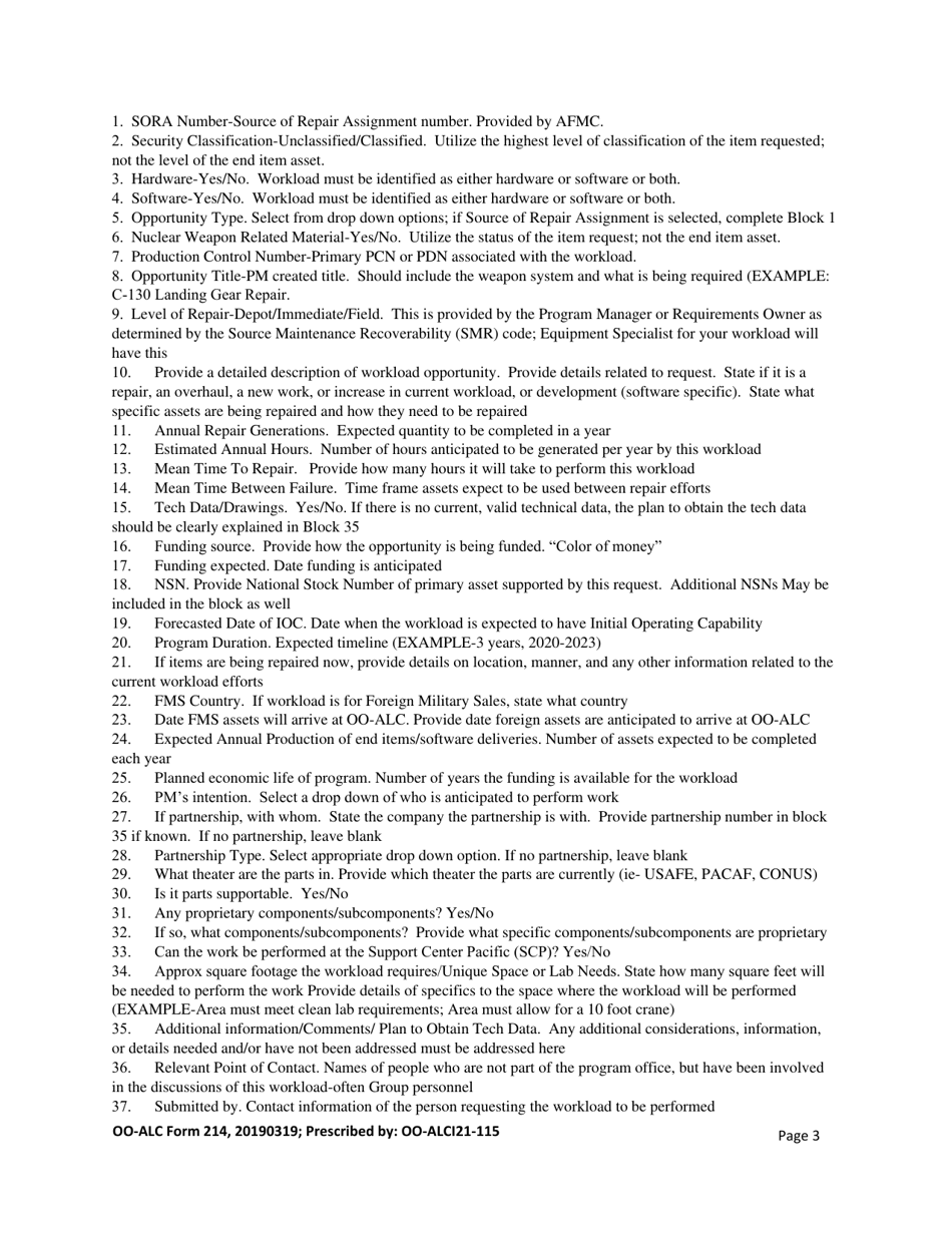 OO-ALC Form 214 Opportunity Review Board (Orb) Questionnaire, Page 3