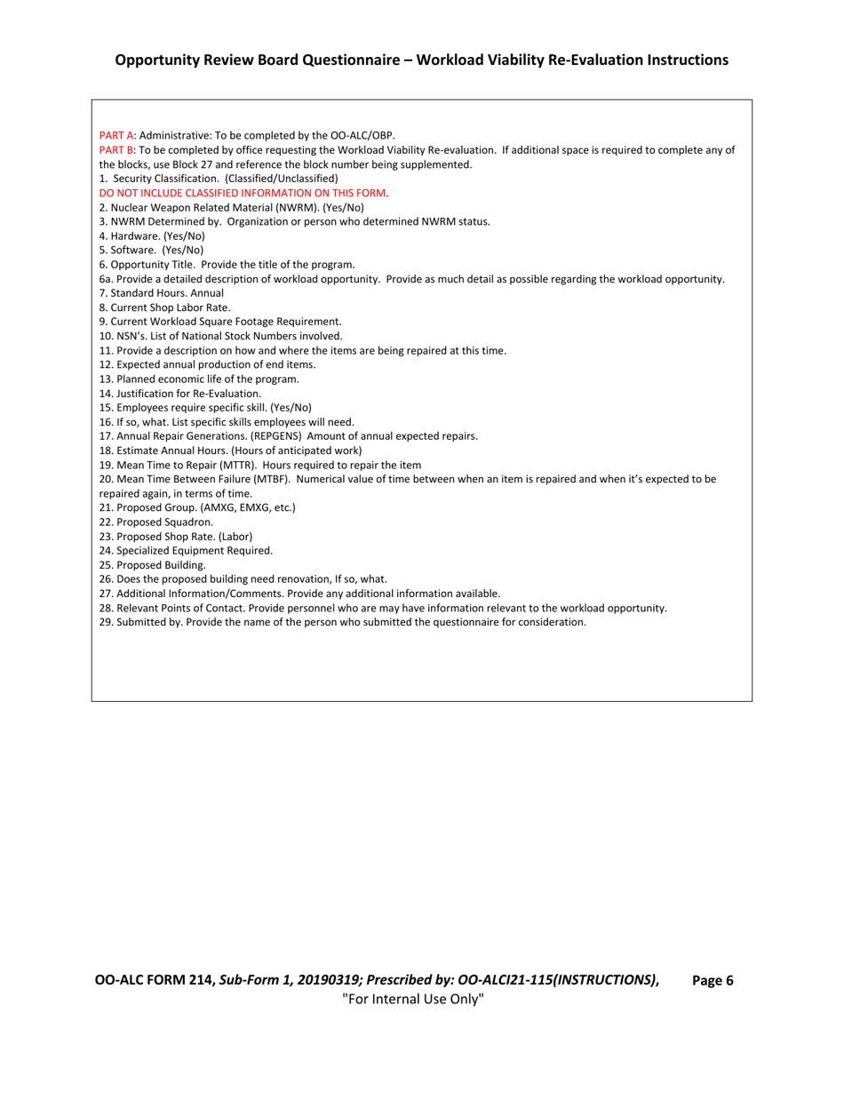 OO-ALC Form 214 Opportunity Review Board (Orb) Questionnaire, Page 7
