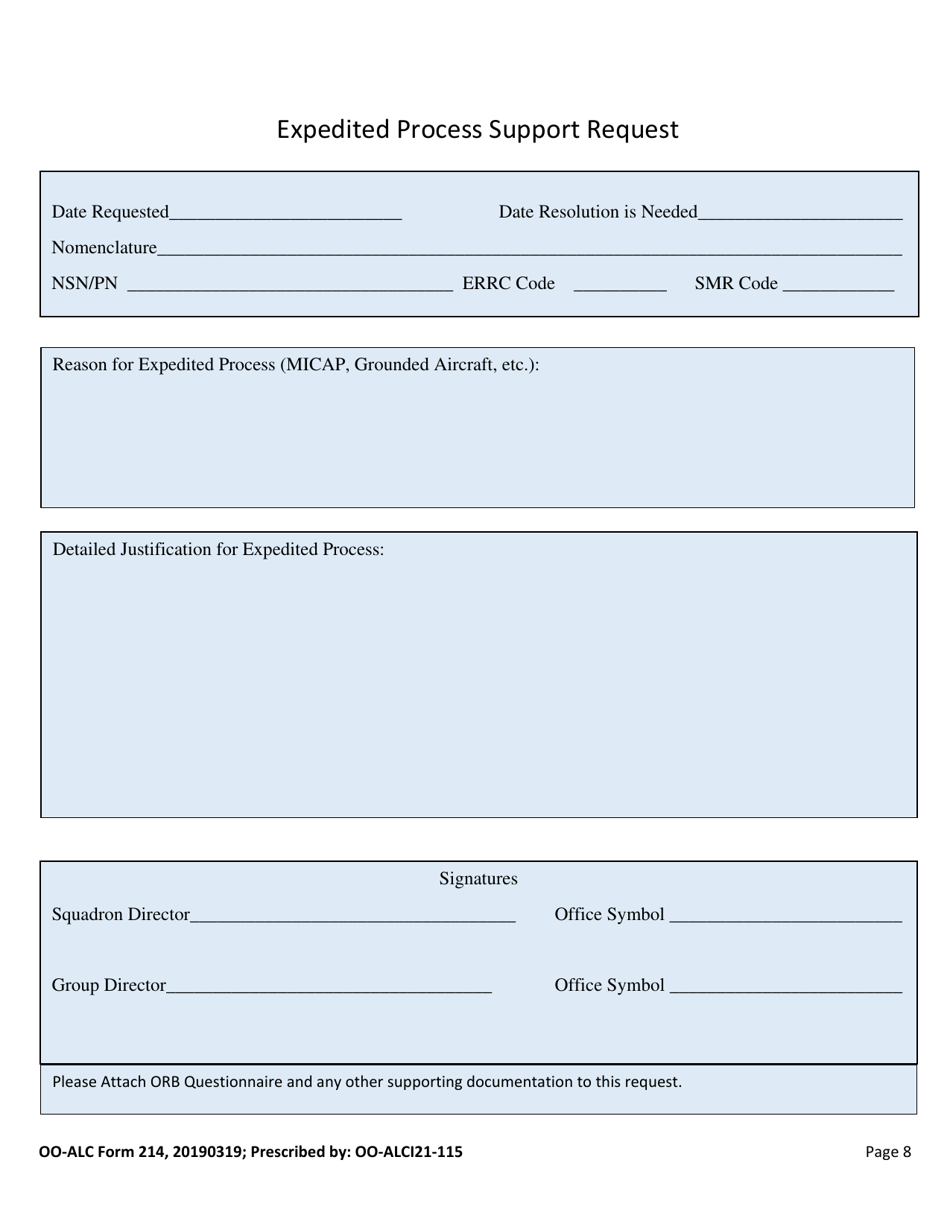 OO-ALC Form 214 Opportunity Review Board (Orb) Questionnaire, Page 9