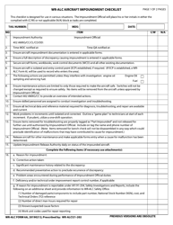 Document preview: WR-ALC Form 6A Wr-Alc Aircraft Impoundment Checklist