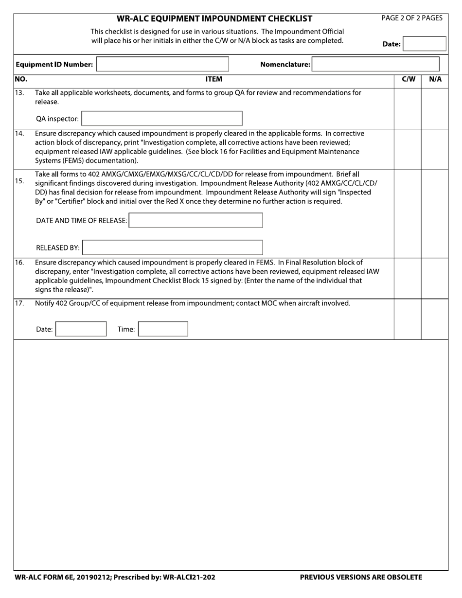 WR-ALC Form 6E - Fill Out, Sign Online and Download Fillable PDF ...