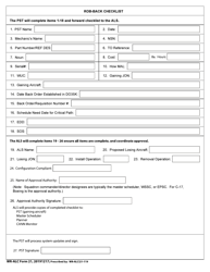 Document preview: WR-ALC Form 21 Rob-Back Checklist