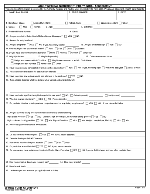 59 MDW Form 42  Printable Pdf