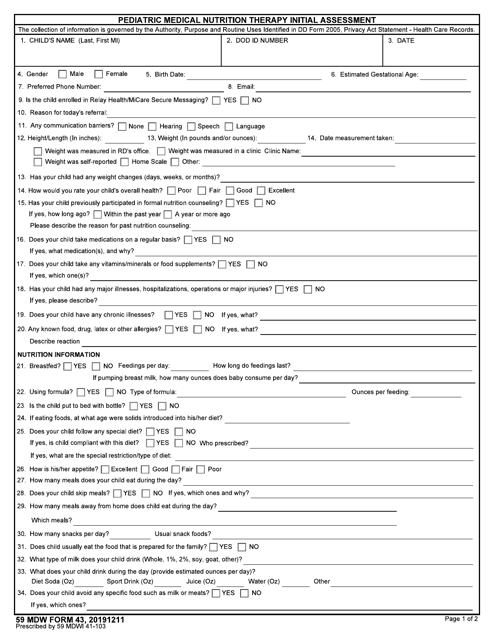 59 MDW Form 43  Printable Pdf