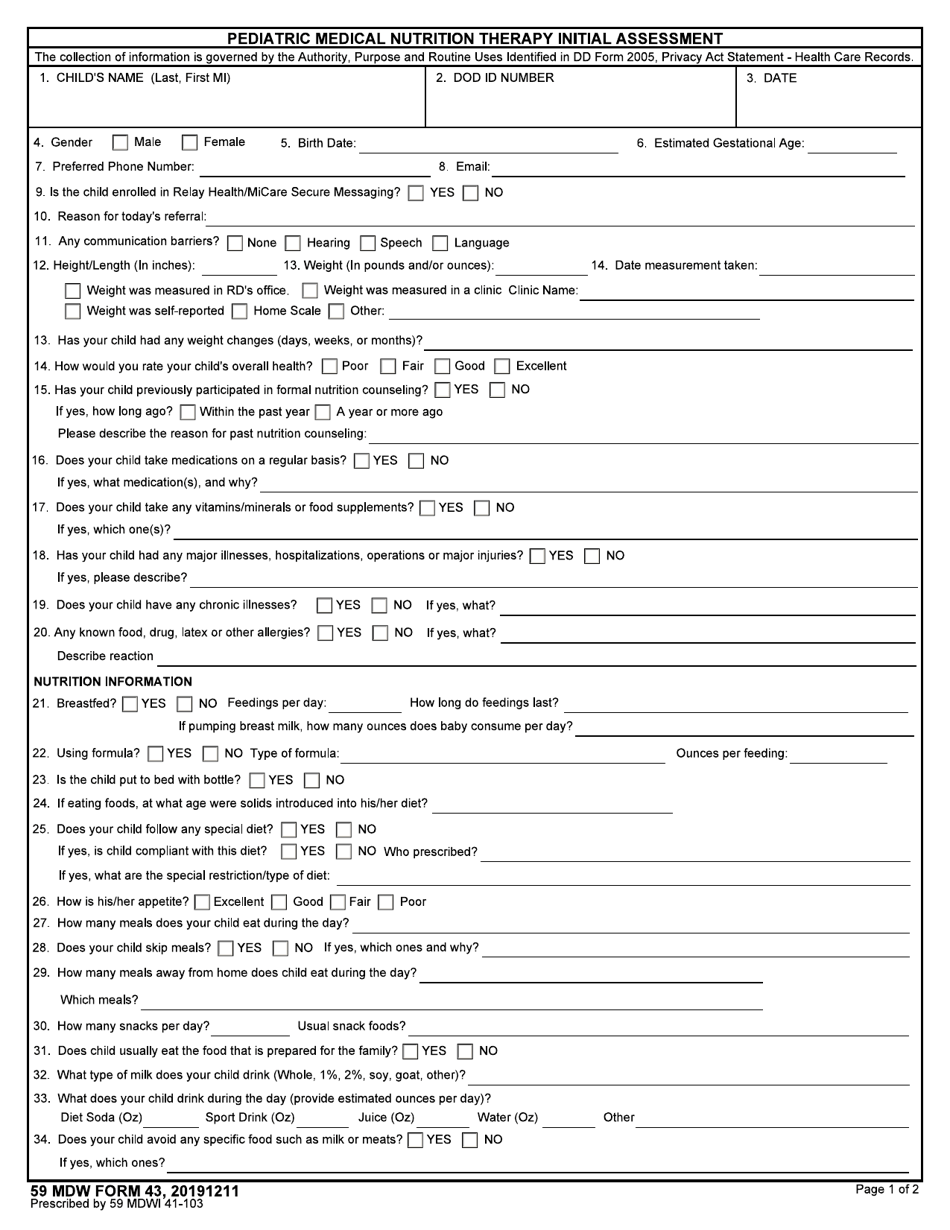 59 Mdw Form 43 - Fill Out, Sign Online And Download Fillable Pdf 